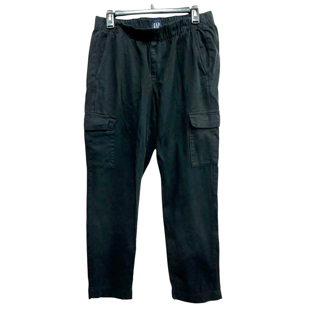 GAP Black Cargo Pants Medium Elastic Waist Utility Casual Streetwear Relaxed Fit